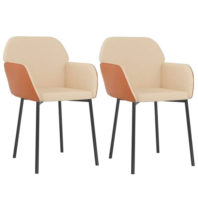 vidaXL Dining Chairs 2 Pcs Accent Upholstered Chair Fabric and Faux Leather - 21.3" x 23.2" x 29.9"
