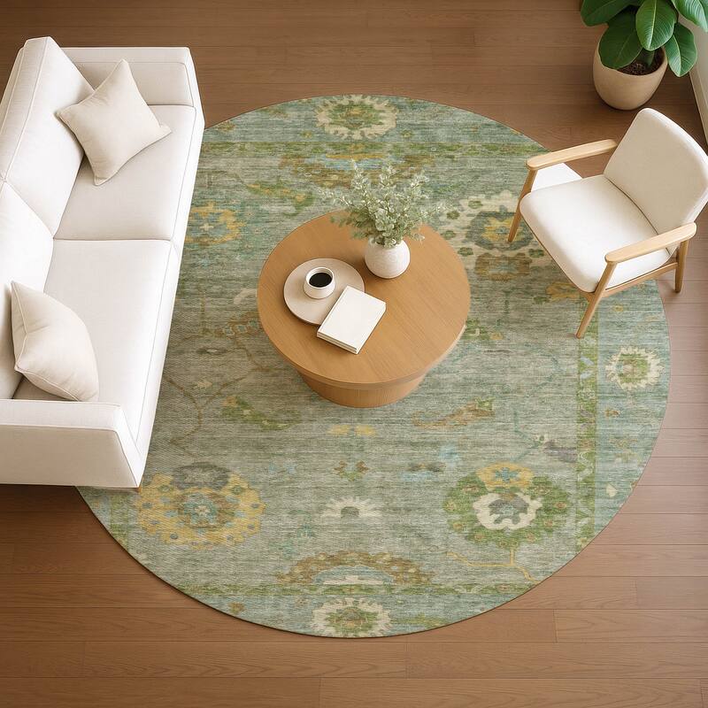 Machine Washable Indoor/ Outdoor Traditional Boho Chantille Rug