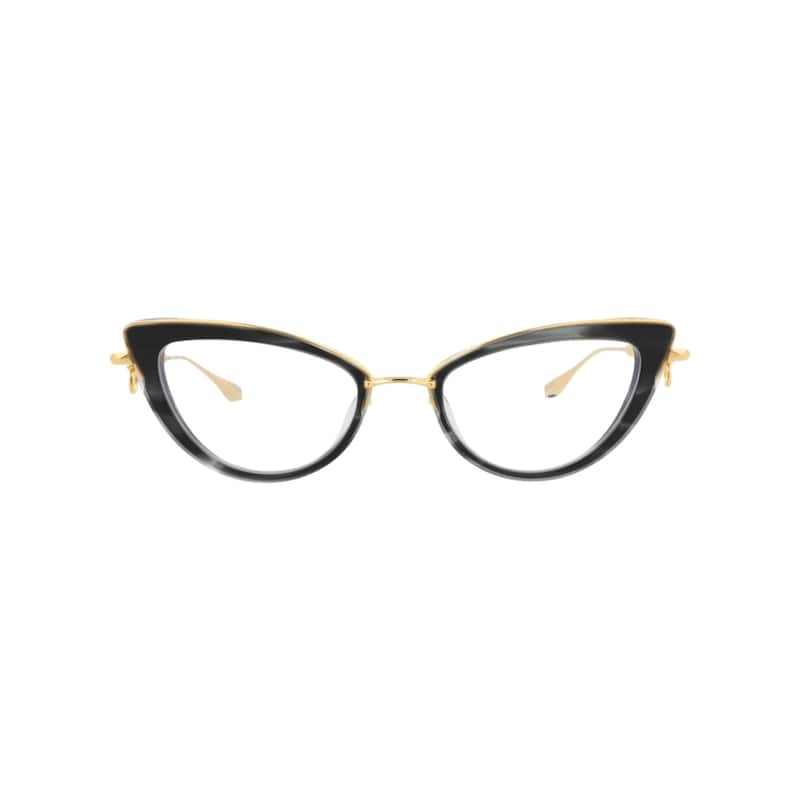 Valentino Cat Eye-Frame Titanium/Acetate Optical Frames - Black Gold Transparent - Multi