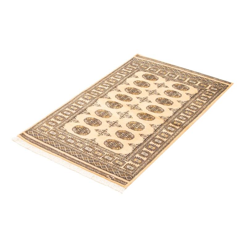 ECARPETGALLERY Hand-knotted Peshawar Bokhara Beige Wool Rug - 3'2 x 5'3