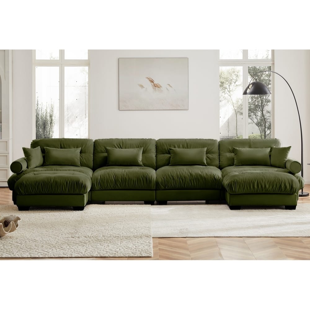 166" Modular U-shaped Sectional Sofa Cloud Couch with Movable Ottomans