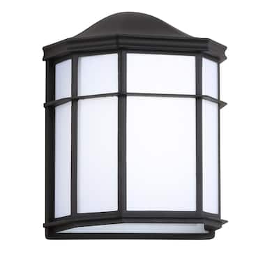 Henry 7.75" Outdoor Metal Integrated Sconce, Black/White by JONATHAN Y