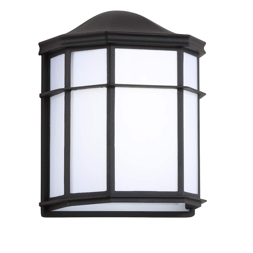 Henry 7.75" Outdoor Metal Integrated Sconce, Black/White by JONATHAN Y