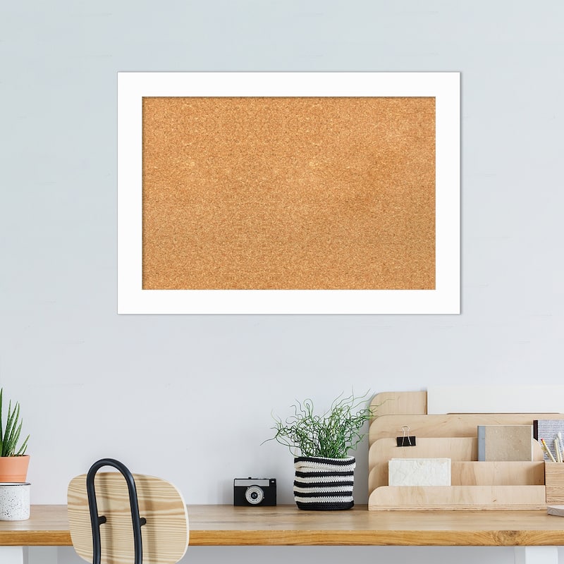 Basic Narrow Wood Framed Natural Corkboard Bulletin Board