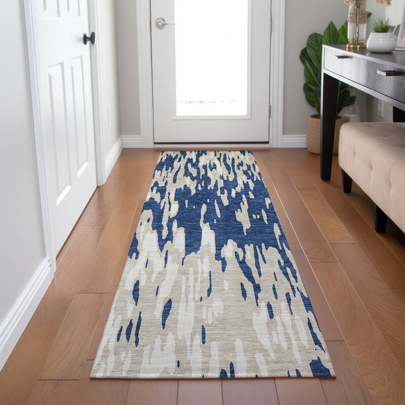 Machine Washable Indoor/ Outdoor Abstract Chantille Rug