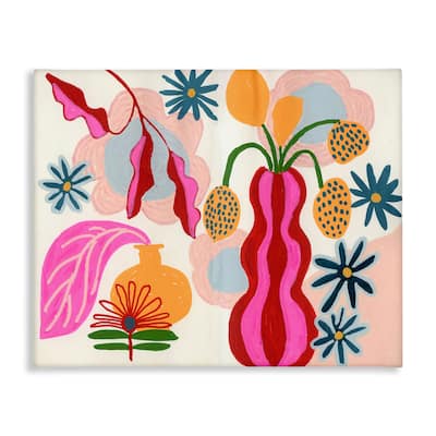 Stupell Eclectic Mod Flower Vases Canvas Wall Art Design By Suzanne Allard