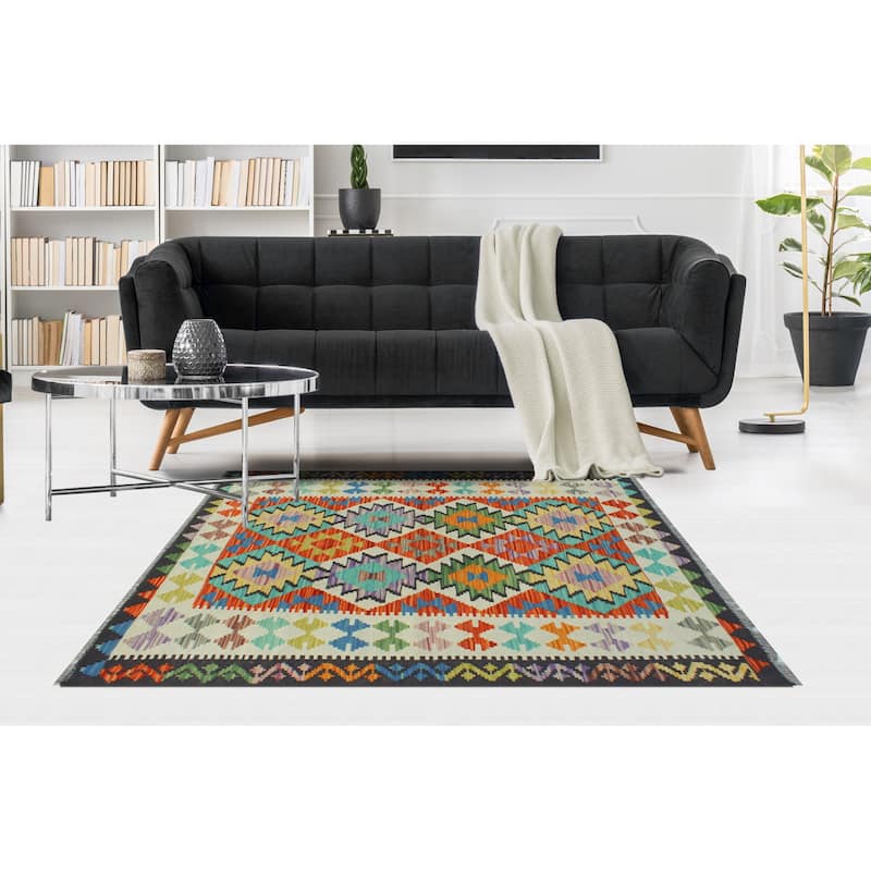 Flatweave Belgin Rust/Ivory Rug - 3'3" x 5'3"