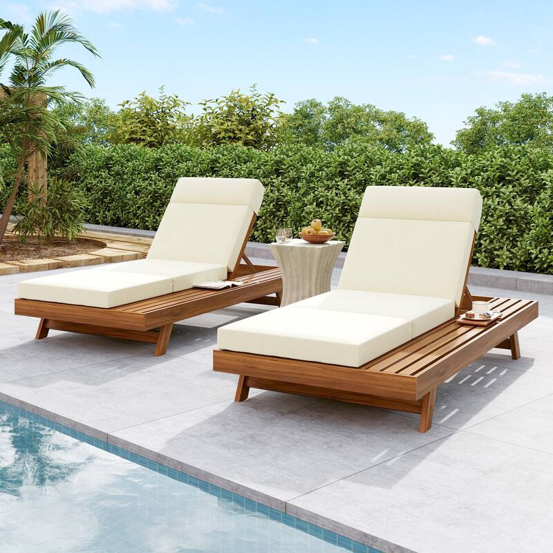Christopher Knight Home- Harrison Acacia Outdoor Adjustable Chaise Lounge (Set of 2)