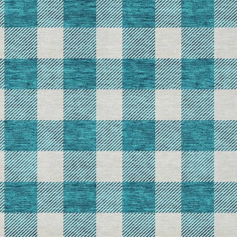 HomeRoots Plaid Transitional Rectangle Outdoor Rug