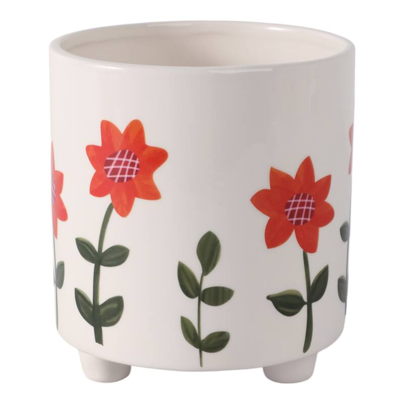 Planter Outdoor Stylish Cute Hand Painted Flower Design