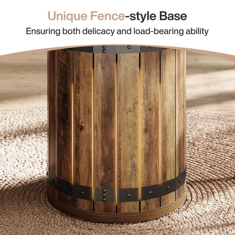 Farmhouse Round Dining Table , 39.37-Inch Dining Table
