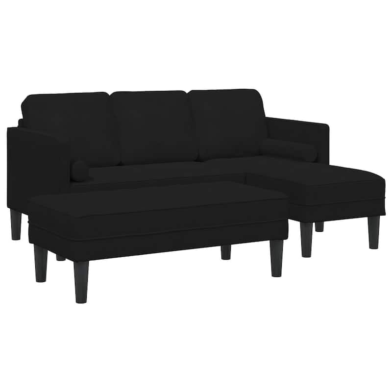 vidaXL Garden Sofa L-Shaped Black/Dark Grey/Light Grey Velvet - 68.1 x 51.6 x 26.4