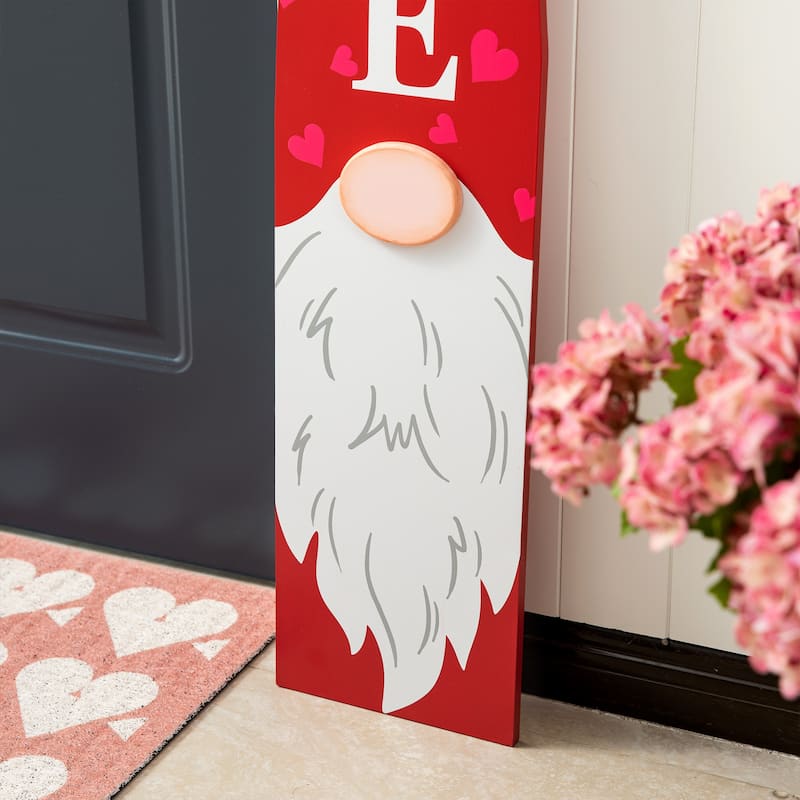 Glitzhome Wooden Happy Valentine's Day Porch Sign Decor