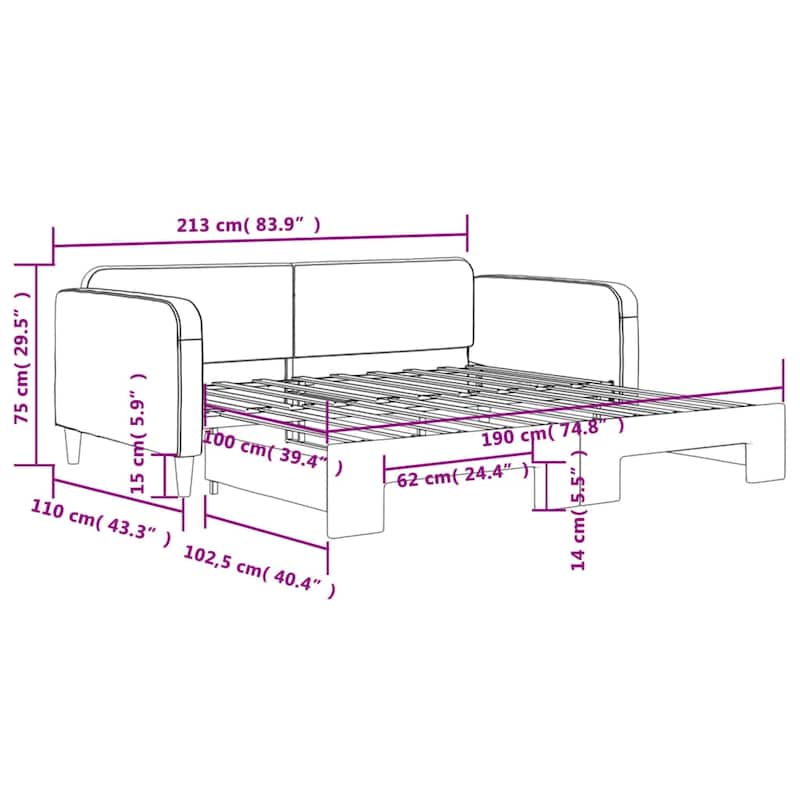 vidaXL Day Bed Upholstered Sleeper Sofa Bed for Bedroom Living Room Fabric