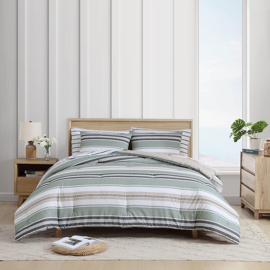 Nautica Prospect Harbor Cotton Reversible Green Comforter Set