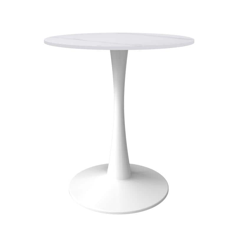 Bristol Modern 31" Round Sintered Stone Dining Table with Pedestal Base - Minimalist Scratch-Resistant Kitchen Table - White