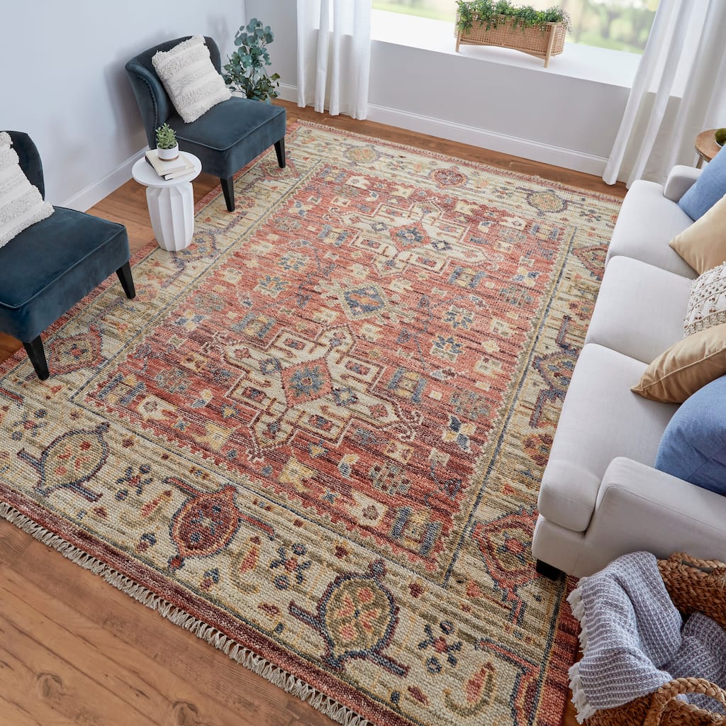 Grand Bazaar Foxboro Hand Knotted Medallion Transitional Area Rug
