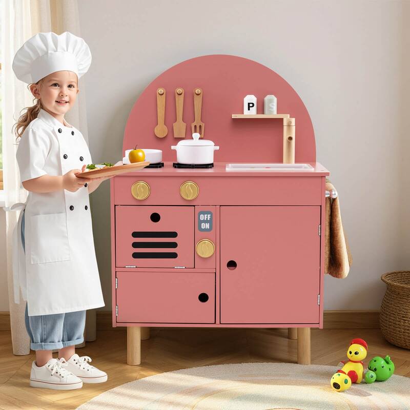 Costway Play Kitchen for Kids with Stoves Faucet Sink Microwave Oven - See Details