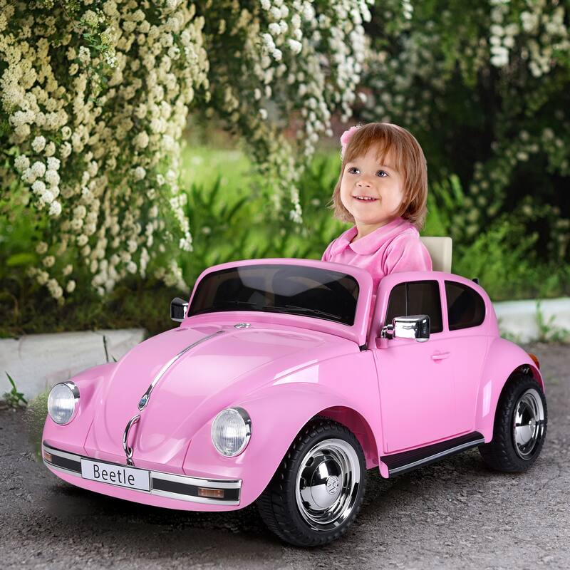 Electric Volkswagen Ride-On Car for Kids with Remote, MP3 Support, Headlights & Seatbelt - Pink