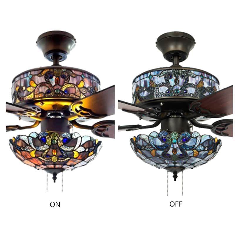 Copper Grove Guasipati 52-inch Tiffany-style Magna Carta Ceiling Fan - 52"L x 52"W x 16.5