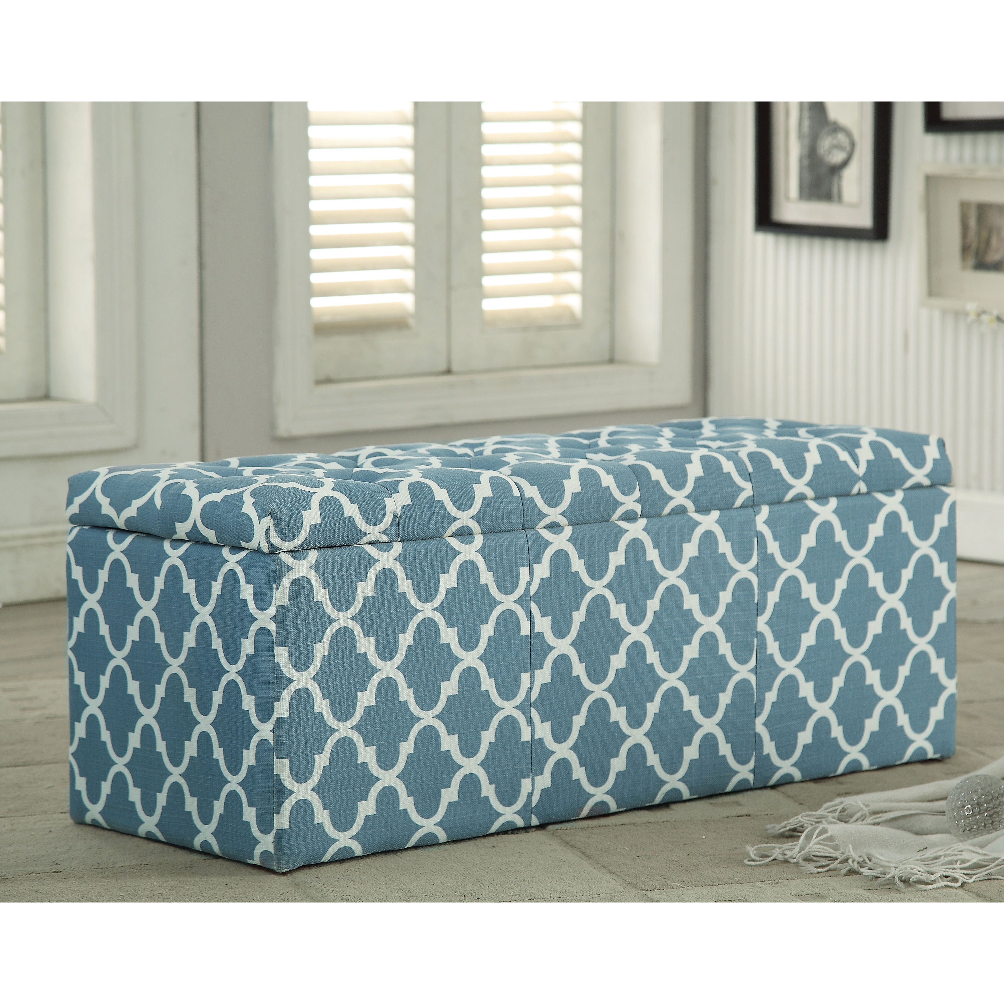 Furniture of America Gede Contemporary Fabric Lift-top Storage Bench