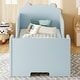 preview thumbnail 6 of 43, Roomfitters Bear-Shaped Toddler Floor Bed, Wood Cot with Safety Guardrails, Modern Montessori Low Profile Kids Bed Blue