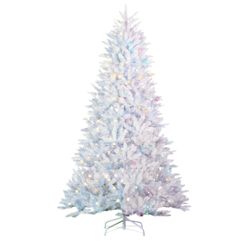 7.5 Foot White Parkview Pine with 600 Color Changing LED Lights - N/A