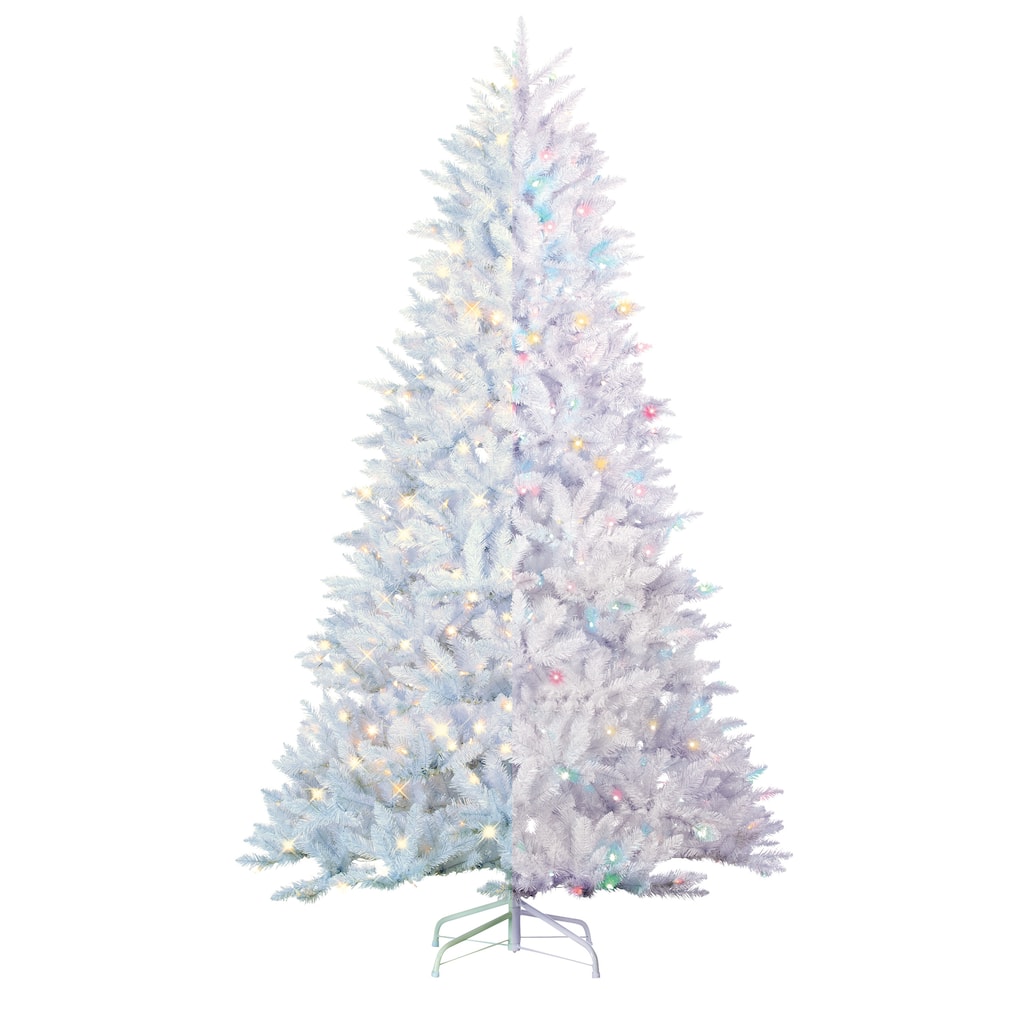 7.5 Foot White Parkview Pine with 600 Color Changing LED Lights - N/A