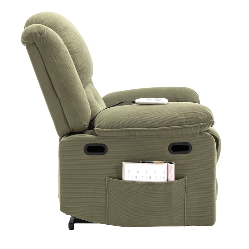 Power Lift Recliner Chair with Massage & Heating Function, Ergonomic Single Lounge Sofa, Recliner Chair with Side Pockets