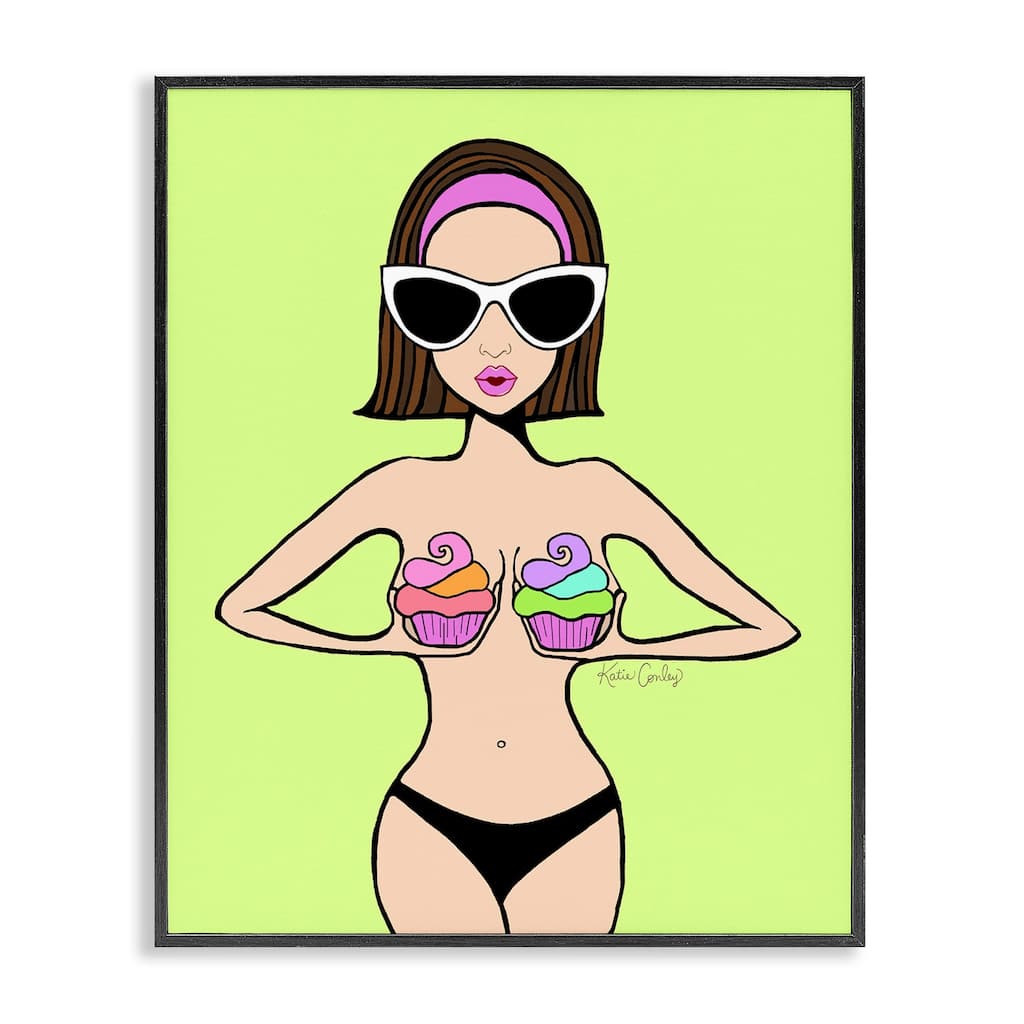 Stupell Glam Summer Gal & Cupcakes Framed Giclee Art Design By Katie Conley