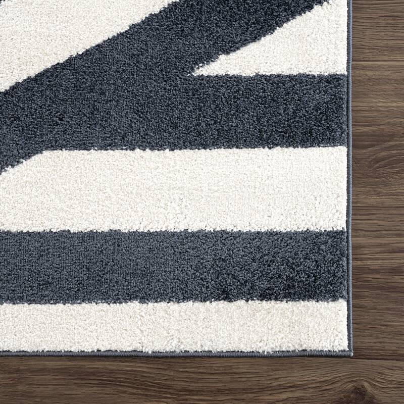 Abani Rugs Nuevo NU160A Black White Large Pinstripe Area Rug