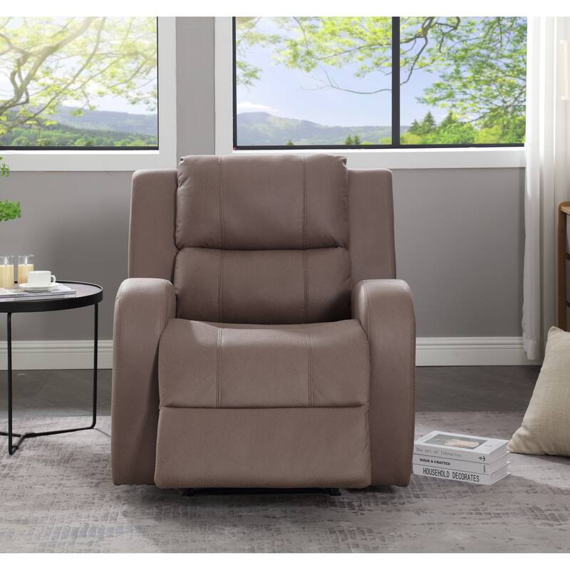 Modern Soft and Faux Leather Manual Recliner Chair, Suitable for Living room, Study, or Bedroom - Brown