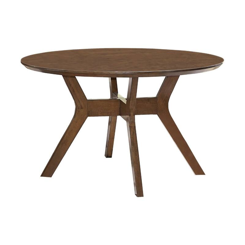 Leom Dining Table, X Shaped Base, Brown Mindy Veneer, 50 Inch Round