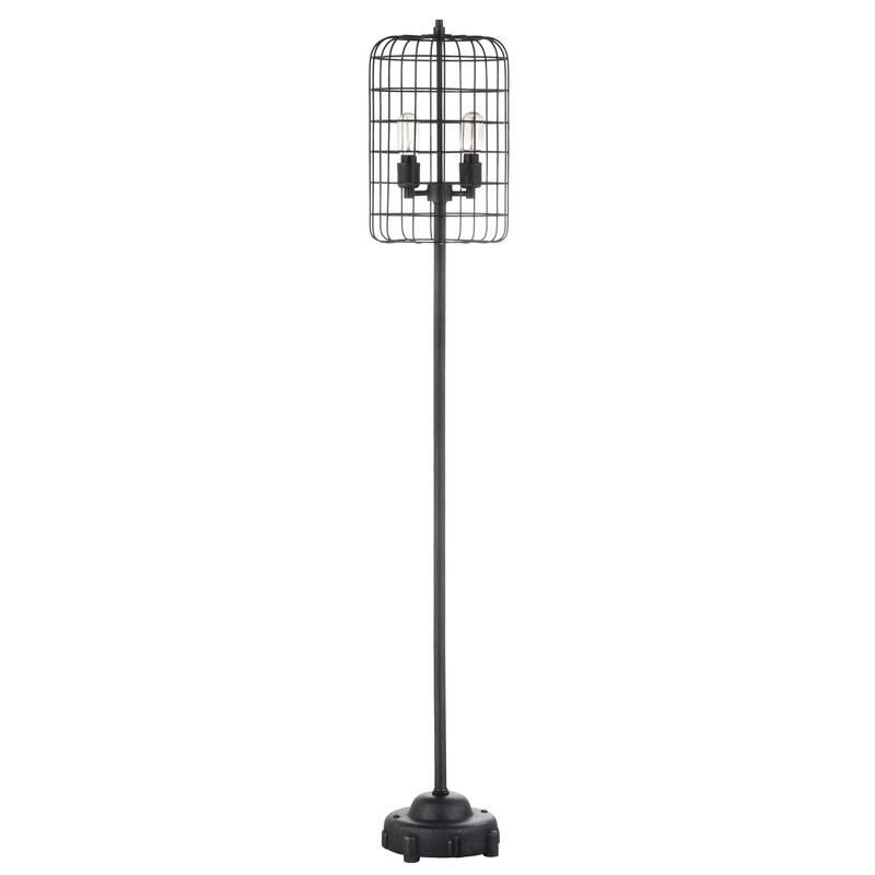 Jaxon 65" Industrial Metal Floor Lamp, Black/Silver by JONATHAN Y - 65" H x 11" W x 11" D
