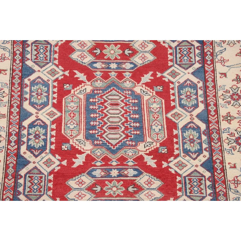 Kazak Oriental Area Rug Hand-Knotted Traditional Blue Wool Carpet - 4'11" x 6'7"