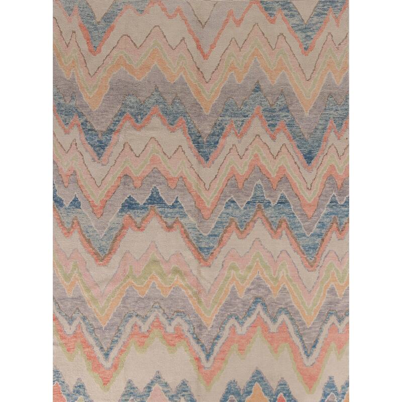 Hand Knotted Oriental 100% Wool Carpet Transitional All-Over Multi-Colored Oushak Area Rug - 10' 0'' X 8' 1''
