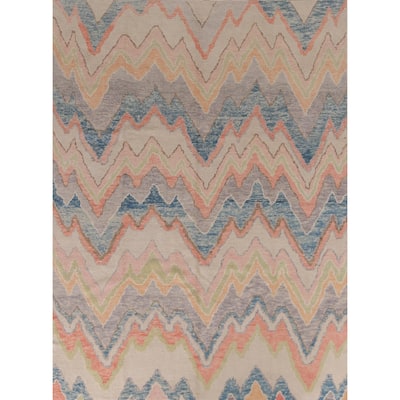 Hand Knotted Oriental 100% Wool Carpet Transitional All-Over Multi-Colored Oushak Area Rug - 10' 0'' X 8' 1''