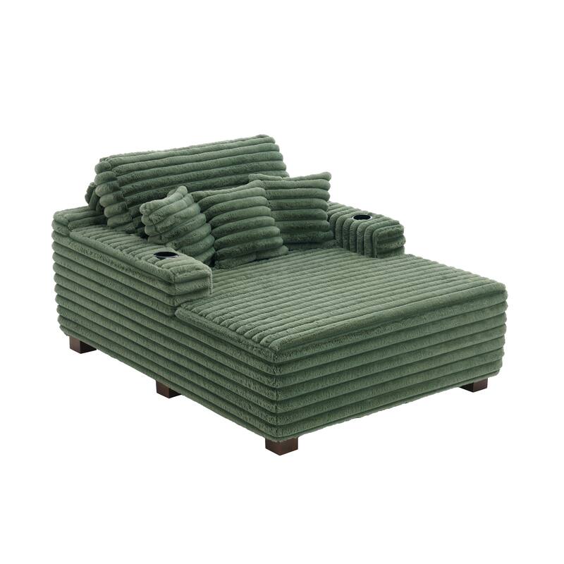 53" W Upholstered Sofa Chaise Lounge Indoor with Pillows