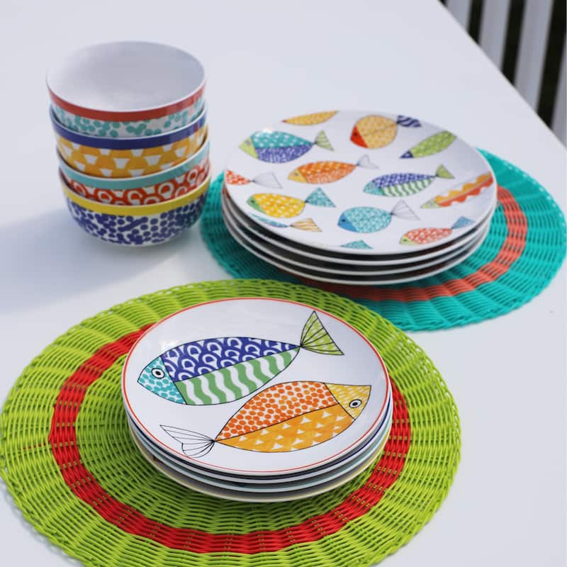 Euro Ceramica FreshCatch 12 Piece Dinnerware Set - Service for 4