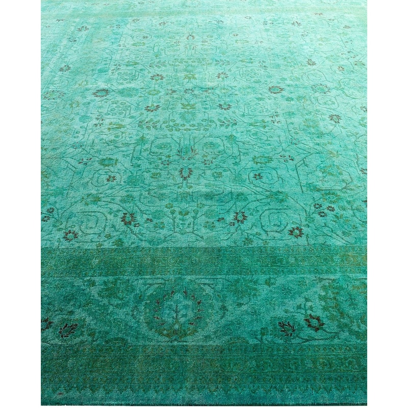 Fine Vibrance One-of-a-Kind Hand-Knotted Area Rug - Green, 9' 2" x 9' 4" - 9' 2" x 9' 4"