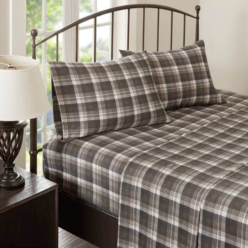 Woolrich Cotton Flannel Sheet Set - Cal King - Brown plaid