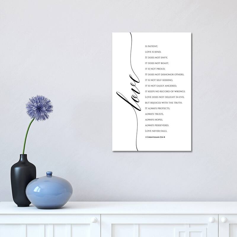 iCanvas "Love Is Patient, Love Is Kind, 1 Corinthians 13 -4-8" by Eden Printables Canvas Print - 18x12x1.5
