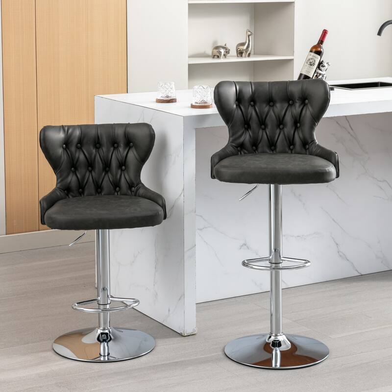 Barstools Adjusatble Seat Height , Modern Upholstered Chrome base Bar