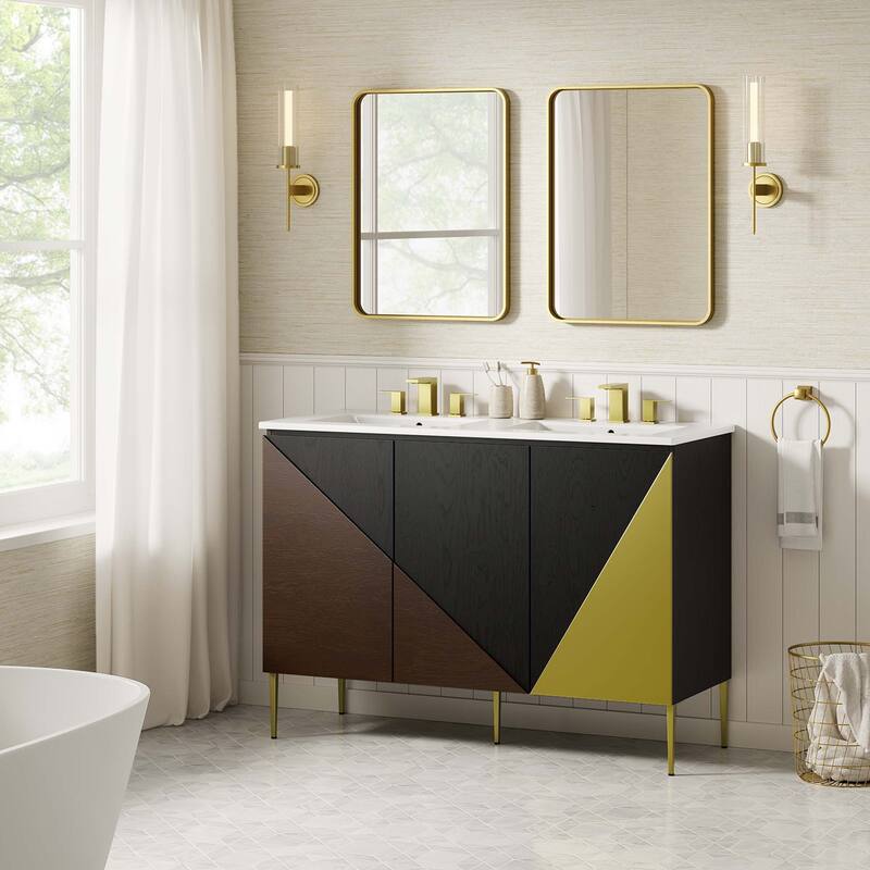 Alchemist Bathroom Cabinet Basin Not Included - White Black - 48" Double