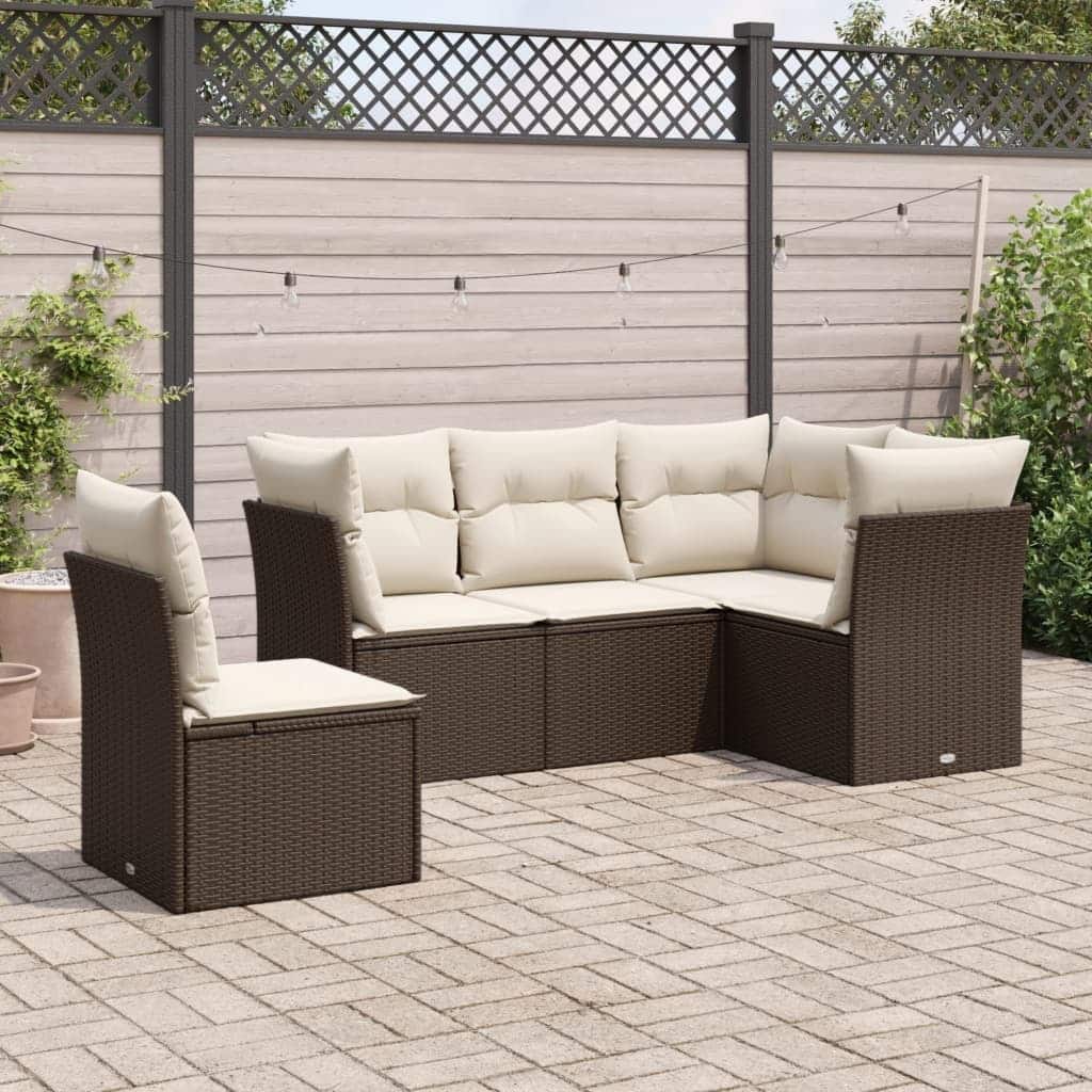 vidaXL Garden Sofa Set Brown and Cream White - 24.4 x 24.4 x 27.2