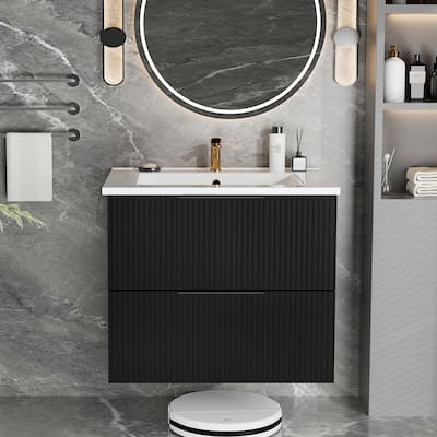 Wall Mounted Floating Bathroom Vanity Cabinet With Ceramic Sink
