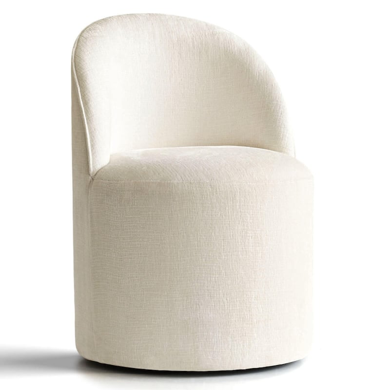 Chenille Rolling Upholstered Dining Chair with Wheels (Set of 4)