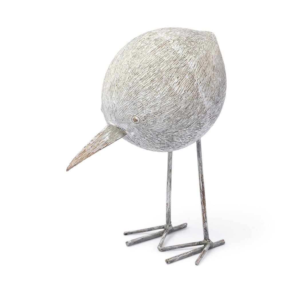 Snipe II Light Brown Wood & Metal Bird Decorative Object - 7"W x 6"D x 15.2"H