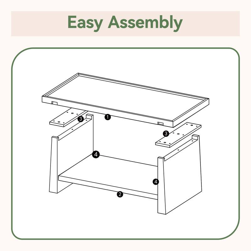 Solid Wood Coffee Table, 47.24" Rustic Farmhouse Coffee Table
