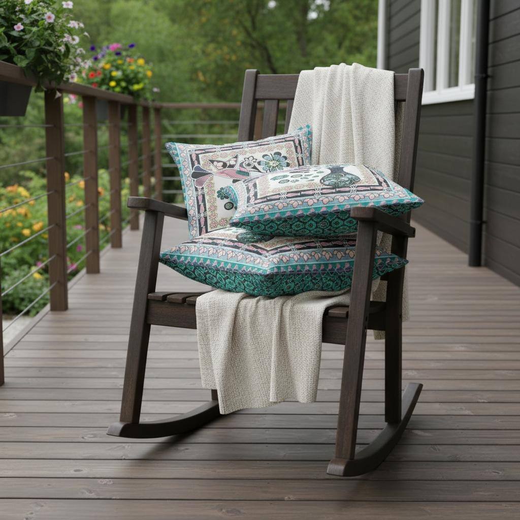 HomeRoots Set of Two 16" X 16" Black and Gray Peacock Blown Seam Floral Indoor Outdoor Throw Pillow - 16.00' X '16.00' X '5.00